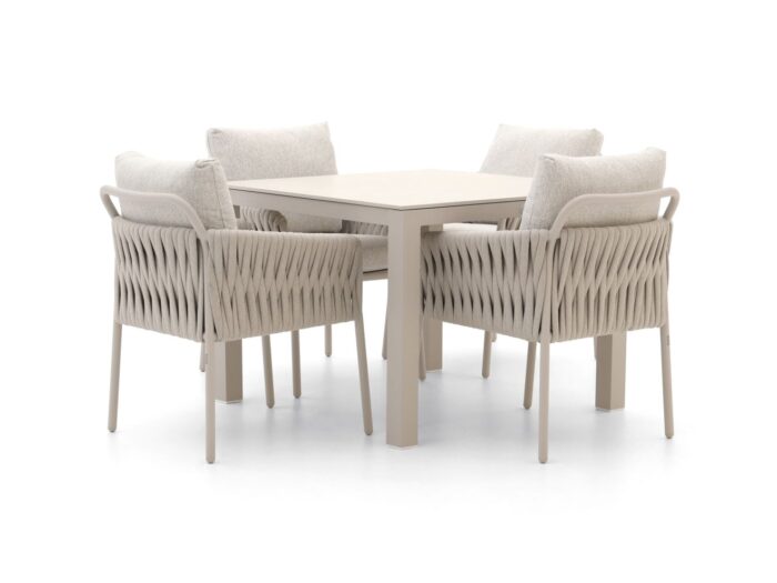 SUNS Fiave/Monte Vari 100cm dining tuinset 5-delig – Taupe