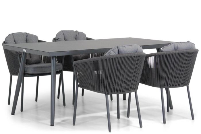 Santika Furniture Novita/Valencia 170 cm dining tuinset 5-delig – Grijs-antraciet