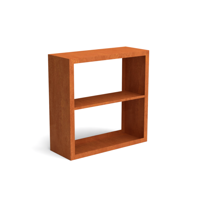 Geroba Egura cortenstaal houtopslag onderverdeling 2 vakken 1000x385x1000 mm – bruin