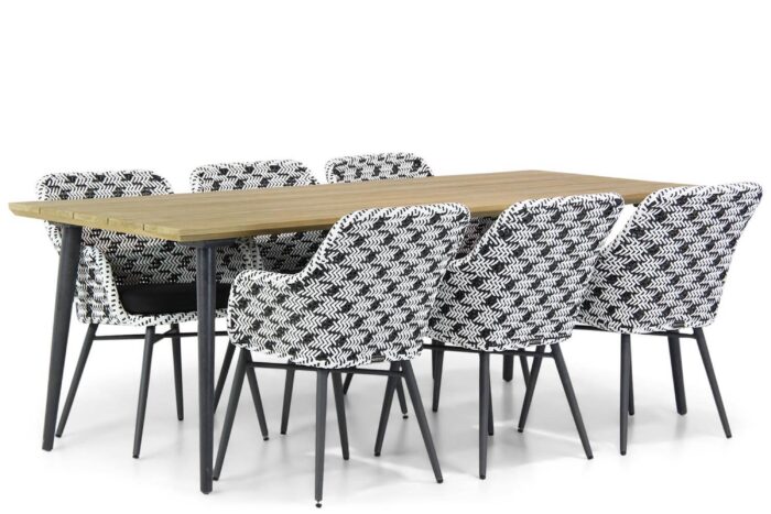 Lifestyle Garden Furniture Crossway/Montana 240 cm dining tuinset 7-delig – Zwart-wit