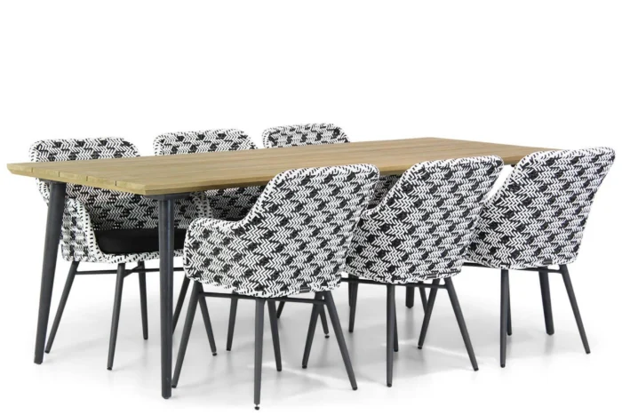 Lifestyle Garden Furniture Crossway/Montana 240 cm dining tuinset 7-delig - Zwart-wit