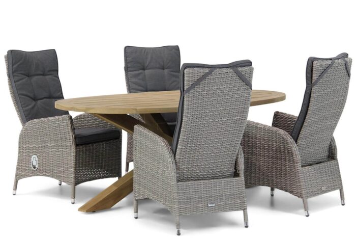 Garden Collections Lincoln/Boston 200 cm ovaal dining tuinset 5-delig – Grijs-antraciet