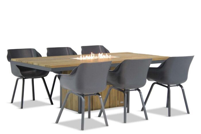 Hartman Sophie element/Seaside 220 cm dining tuinset 7-delig – Grijs-antraciet