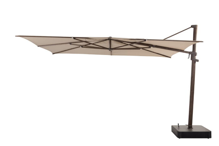 4so Finca zweefparasol beach met wenge houtlook frame 400 x 300 cm – beige;hout