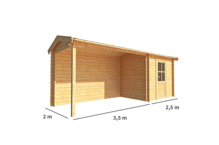 Warentuin collection Blokhut, tuinhuisje met overkapping Fenna-Esma 600 cm bij 200 cm diep zadeldak 5 – bruin
