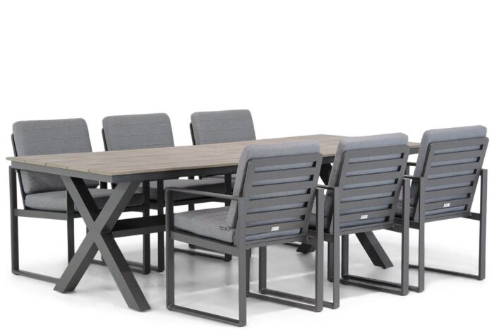 Santika Furniture Zaga/Forest 240 cm dining tuinset 7-delig – Grijs-antraciet