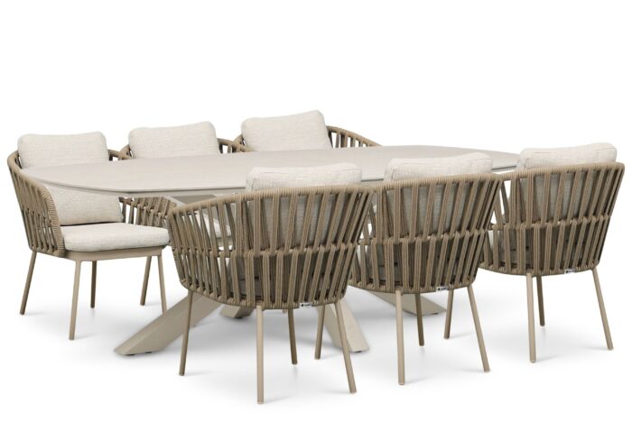 Coco Elara/Voyage 240×120 cm dining tuinset 7-delig – Zand/Beige