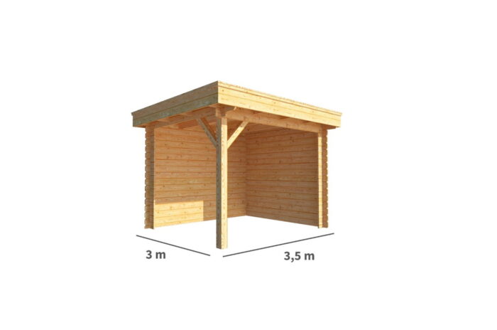 Warentuin collection Overkapping Lisa-Nour 350 cm bij 300 cm diep plat dak – bruin