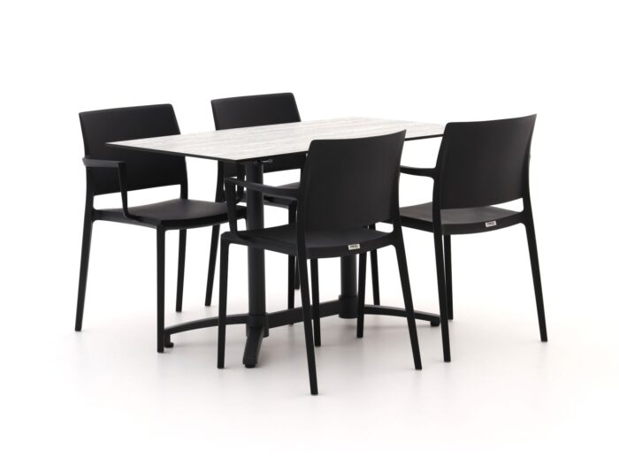Forza Furniture Forza Sile/Canzo 120cm dining tuinset 5-delig stapelbaar inklapbaar Laagste prijsgarantie! – Zwart