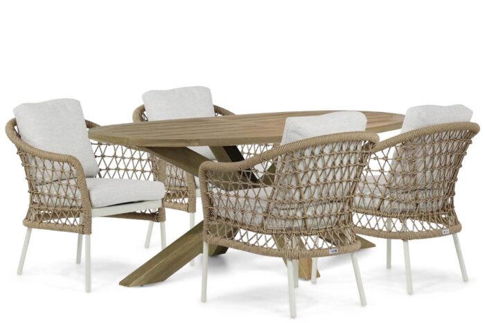 Coco Bali/Boston 200 cm dining tuinset 5-delig – Taupe-naturel-bruin