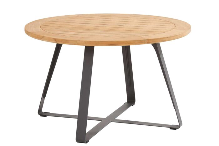 4 Seasons Outdoor Basso teak tuintafel 130 cm – Grijs-antraciet