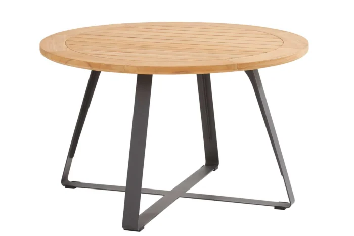 4 Seasons Outdoor Basso teak tuintafel 130 cm - Grijs-antraciet