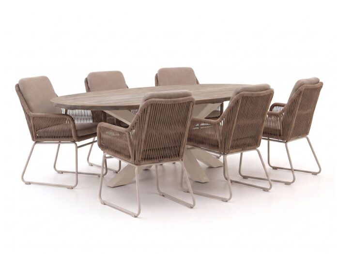 Intenso Furniture Isorella/ROUGH-Y Ellips 240cm dining tuinset 7-delig – Bruin