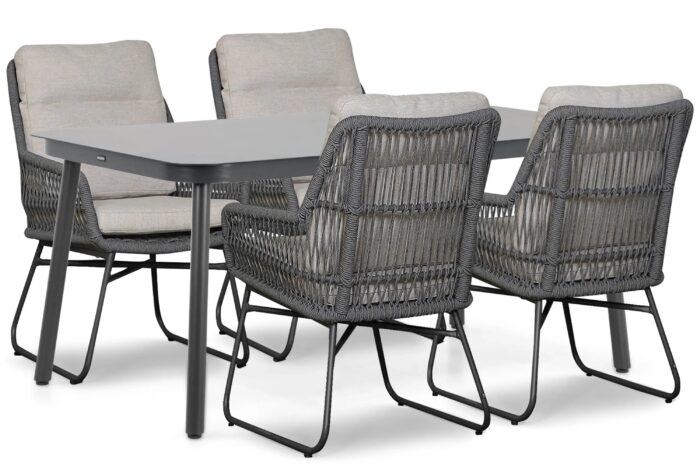 Lifestyle Garden Furniture Vicente/Tavano 160×90 cm dining tuinset 5-delig – Grijs-antraciet