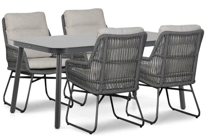 Lifestyle Garden Furniture Vicente/Tavano 160x90 cm dining tuinset 5-delig - Grijs-antraciet