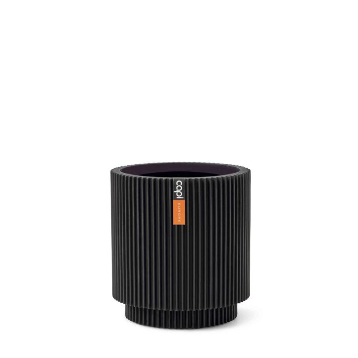 Capi europe Vaas cilinder Groove 11×12 zwart binnenbloempot