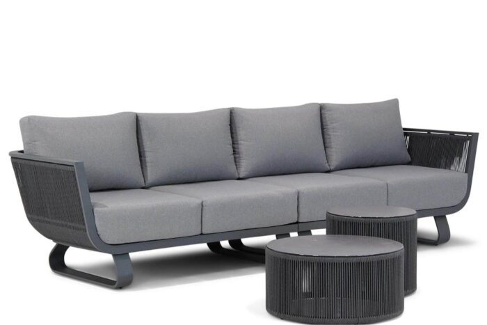 Santika Furniture Corniche lounge tuinbank 4-delig – Grijs-antraciet