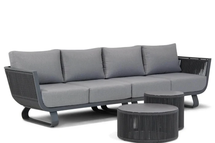 Santika Furniture Corniche lounge tuinbank 4-delig - Grijs-antraciet