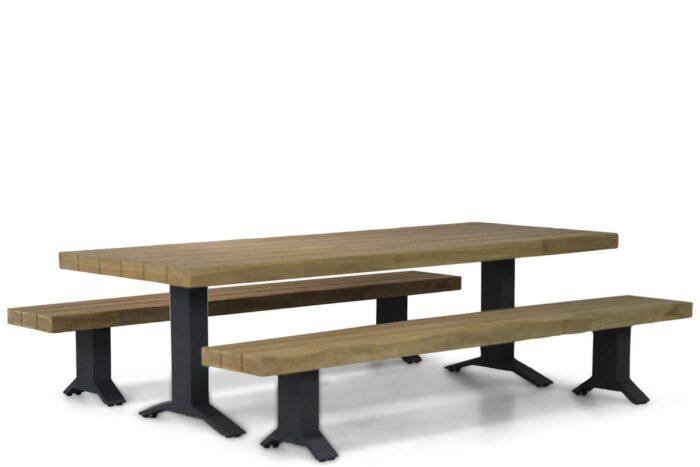 Santika Furniture Superior/Superior 260 cm picknickset 3-delig – Old teak greywash