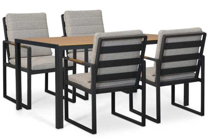 Lifestyle Garden Furniture Alessio/Creta 160×90 cm dining tuinset 5-delig – Grijs-antraciet