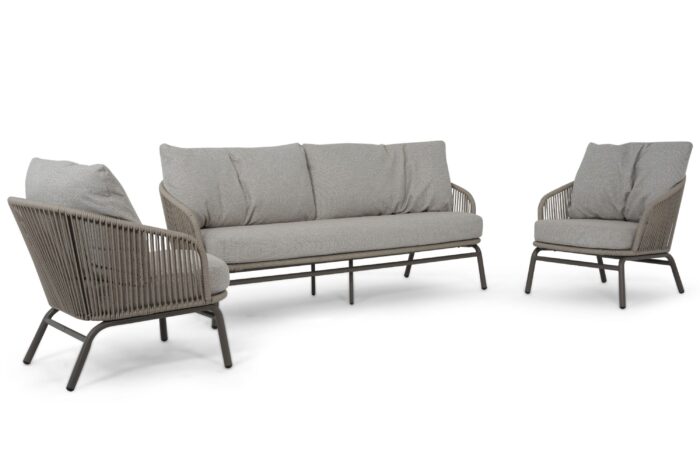 Coco Livo stoel-bank loungeset 3-delig – Taupe-naturel-bruin
