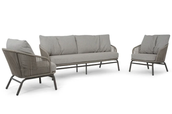 Coco Livo stoel-bank loungeset 3-delig - Taupe-naturel-bruin