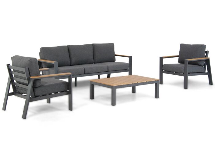 Domani Furniture Roseto stoel-bank loungeset 4-delig – Grijs-antraciet
