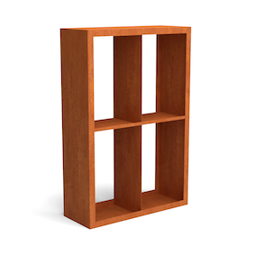 Geroba Egura cortenstaal houtopslag onderverdeling 4 vakken 1000x385x1500 mm – bruin