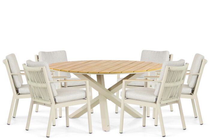 Coco Sevilla/Ancona 150 cm dining tuinset 7-delig – Taupe-naturel-bruin