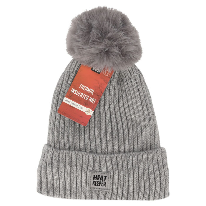 Heat keeper Ladies Thermal Hat Pompon Grey One Size – grijs