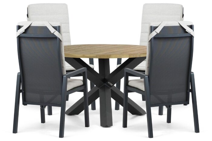 Lifestyle Garden Furniture Vivaro/Rockville 120 cm dining tuinset 5-delig – Grijs-antraciet