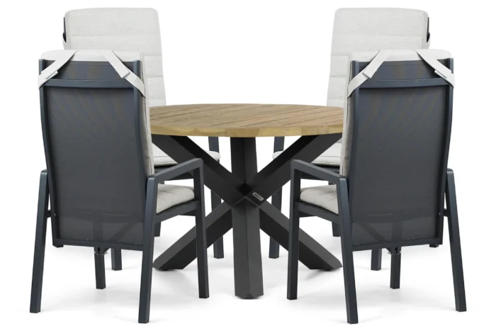 Lifestyle Garden Furniture Vivaro/Rockville 120 cm dining tuinset 5-delig - Grijs-antraciet