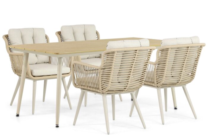 Coco Custa/Matale 180 cm dining tuinset 5-delig – Taupe-naturel-bruin