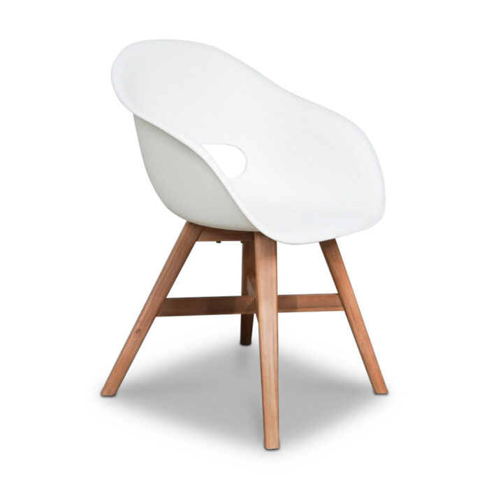 BUITEN living Karlstad dining tuinstoel | kunststof + hardhout | wit – Light Teak, Wit