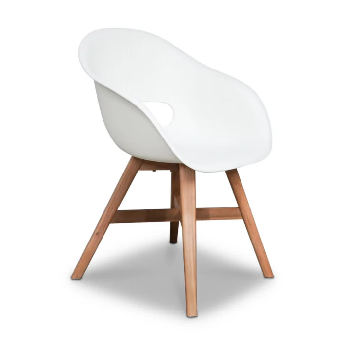 BUITEN living Karlstad dining tuinstoel | kunststof + hardhout | wit - Light Teak, Wit