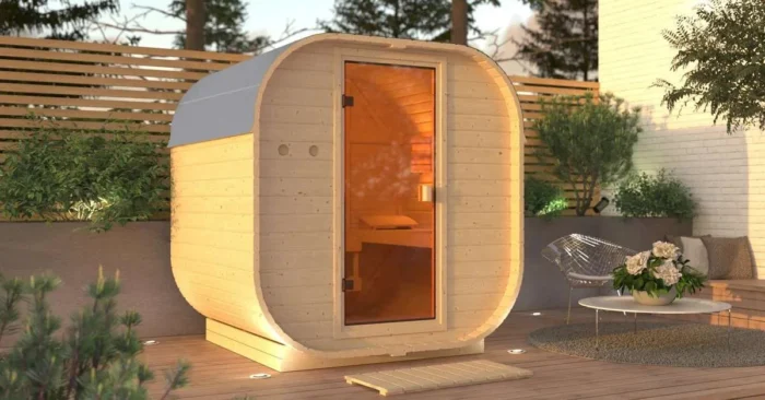 Karibu | Barrelsauna Quadro 1 | Kachel 9 kW Geïntegreerde Bediening