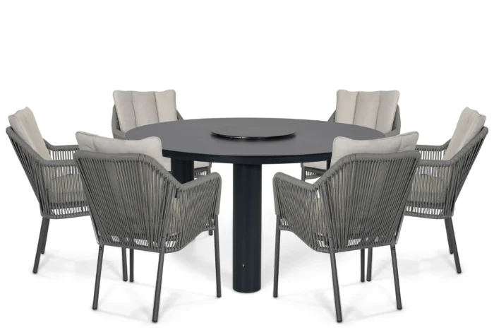 De Laan Projects Laan Marbella/Arancia 150 cm dining tuinset 7-delig - Grijs-antraciet