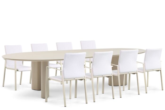 Lifestyle Garden Furniture Rome/Weave 300 cm dining tuinset 9-delig – Taupe-naturel-bruin