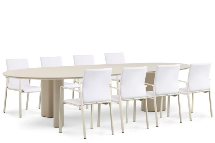 Lifestyle Garden Furniture Rome/Weave 300 cm dining tuinset 9-delig - Taupe-naturel-bruin