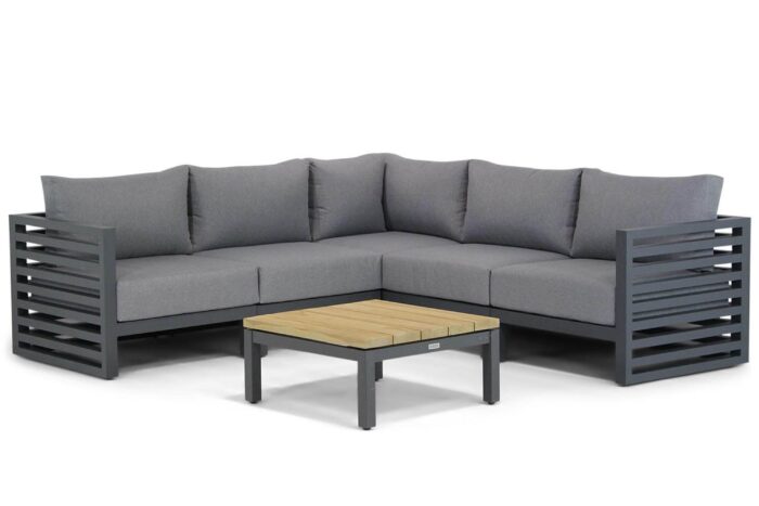 Santika Furniture Jaya/Riviera 75 cm hoek loungeset 6-delig – Grijs-antraciet