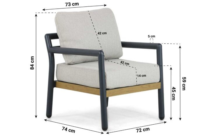 Santika Furniture Aulia lounge tuinstoel – Grijs-antraciet