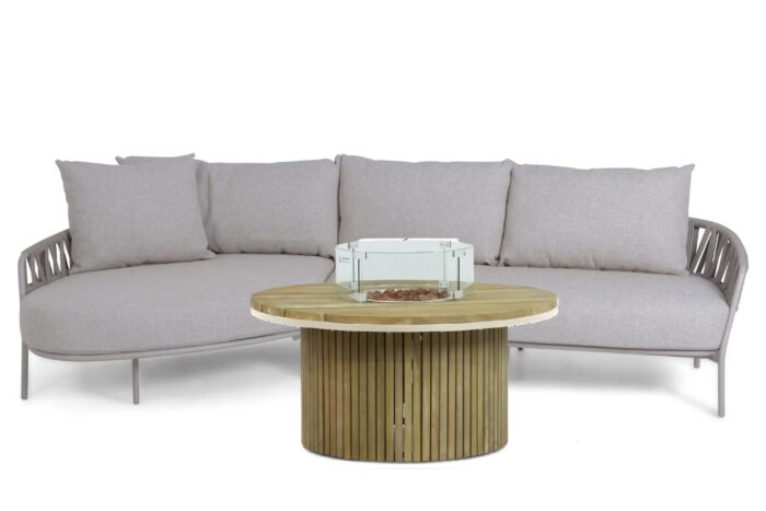 4 Seasons Outdoor Calma/Fire Nest 110 cm hoek loungeset 3-delig – Taupe-naturel-bruin