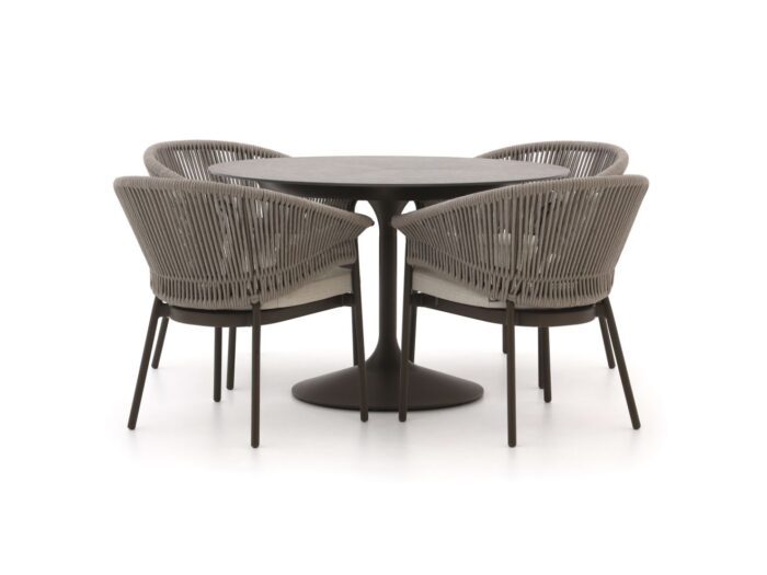 SUNS Santorini/Nova ø120cm dining tuinset 5-delig Laagste prijsgarantie! – Taupe