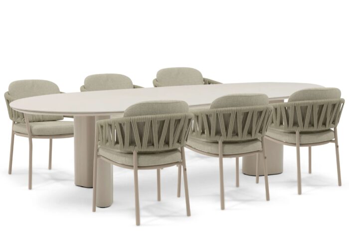 4 Seasons Outdoor Calma/Weave 240×120 cm dining tuinset 7-delig – Zand/Beige