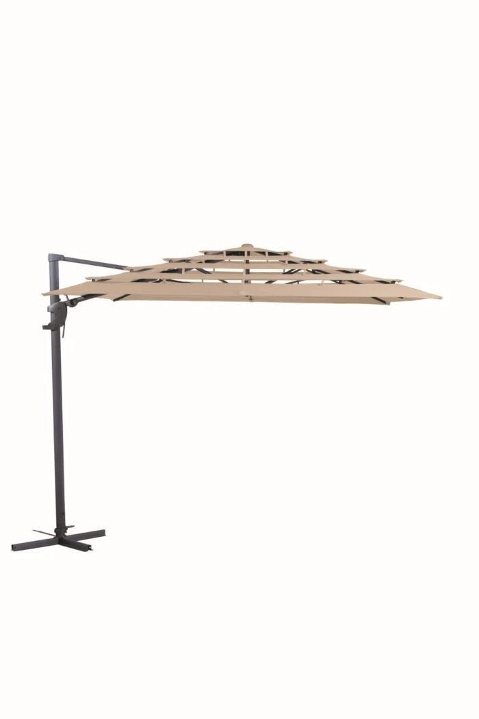 Madison Zweefparasol Monaco open air Zijwaarts Kantelbaar 300x300 cm polyester ecru zonwering - bruin