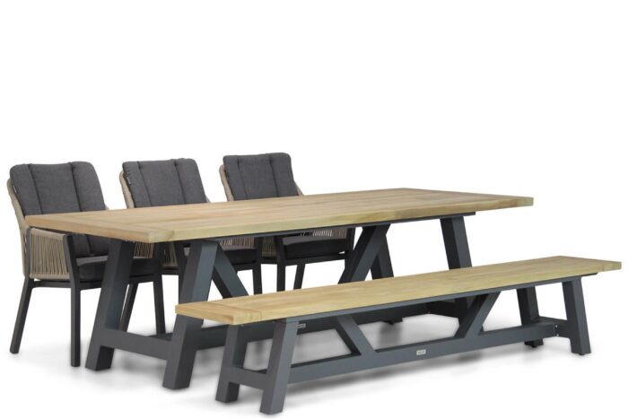 Lifestyle Garden Furniture Verona/Trente 260 cm dining tuinset 5-delig – Taupe-naturel-bruin