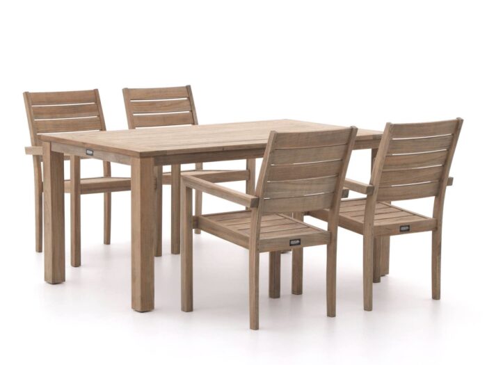 ROUGH Furniture ROUGH-S dining tuinset 160cm 5-delig stapelbaar Laagste prijsgarantie! – Bruin
