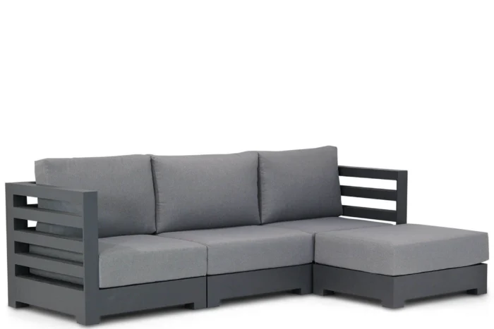 Santika Furniture Phantom chaise longue loungeset 4-delig - Grijs-antraciet