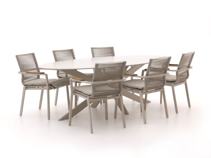 Bellagio tuinmeubelen Bellagio Marudo/Furato ellips 240cm dining tuinset 7-delig stapelbaar Laagste prijsgarantie! – Wit