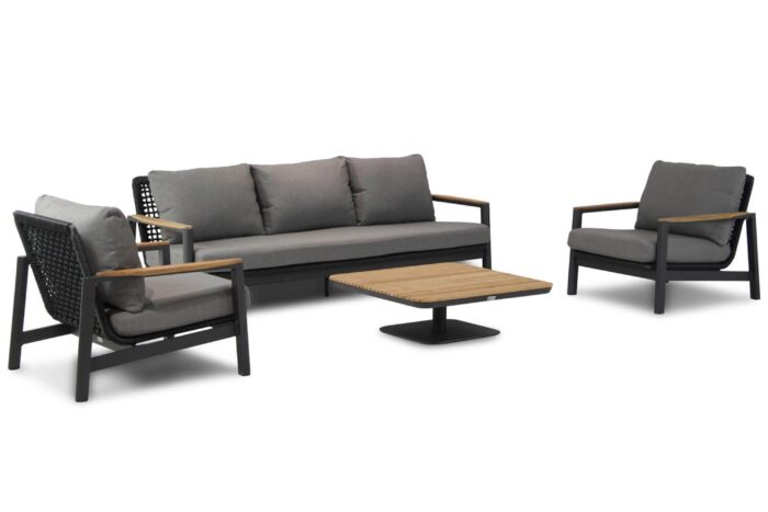 Coco Ralph stoel-bank loungeset 4-delig – Grijs-antraciet